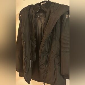 Noize double zipper mid length winter coat